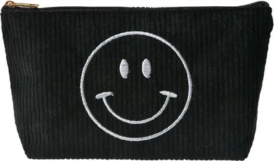 Image de Juleeze JZTB0076 Trousse de toilette noire avec motif smiley 20 x 5 x 12 cm