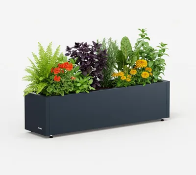 Produktbild von Herstera Garden Metall Pflanzkübel Cube Anthrazit 100x25x25 cm