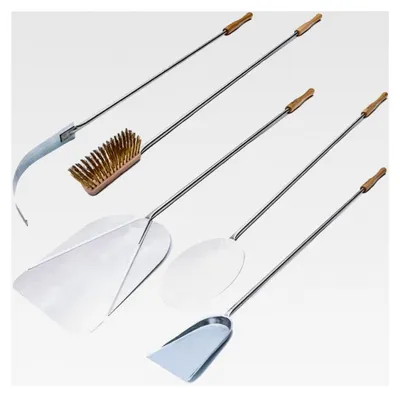 Produktbild von 5-teiliges Pizzaschaufel-Set aus Edelstahl – Für tiefe Öfen (70–80 cm) – Für Pizzen Ø 30 cm – Länge 120 cm