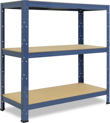Produktbild von shelfplaza® HOME 100x120x40cm Schwerlastregal blau / Metallregal mit 3 Böden / als Kellerregal, Garagenregal, Werkstattregal oder Lagerregal / Steckregal Metall mit 175kg Tragkraft
