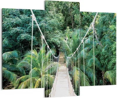 Produktbild von Bild auf Leinwand - Leinwandbild - 3 Teile - Tropen Dschungel Brücke - 130x100cm - Wand Bild - Wanddeko - Wandbilder - Leinwanddruck - Bilder - Wanddekoration - Leinwand bilder - CB130x100-4963