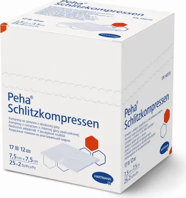 Produktbild von 12x Hartmann Peha® Schlitzkompresse, steril 7,5 x 7,5 cm, 25 x 2 Stück | Packung (50 Stück)