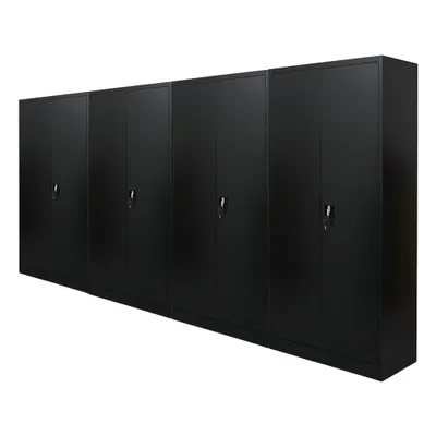 Produktbild von Mega Deal | 4x Flügeltürenschrank ELEPHANT | HxBxT 185x90x40cm | 4 Fachböden | Fertig aufgebaut | Schwarz