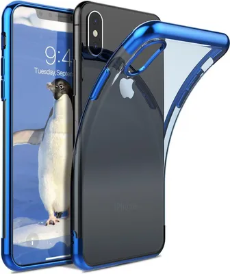 Produktbild von TPU Hülle für Apple iPhone XS Max Case Silikon Cover Transparent mit Farbrand Handyhülle