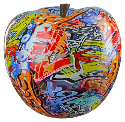 Produktbild von Gilde Dekoobjekt, Apfel, "Street Art", Graffitimotiv, Kunstharz, mehrfarbig, VE 1, L. 29 cm, B. 29 cm, H. 27.5 cm 37150 4063387371503
