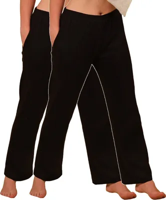 Produktbild von HERMKO 984 2er Pack Homewear Hose aus Baumwolle für Damen und Herren, Farbe:schwarz, Größe:40/42 (M)