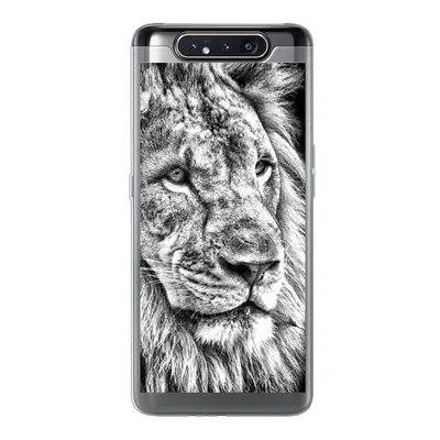 Produktbild von MuchoWow® Handyhülle Schutzhülle Hülle für Samsung Galaxy A80 Porträt - Löwe - Schwarz und weiß Silikon Softcase Handy Hülle - Schutzdeckel