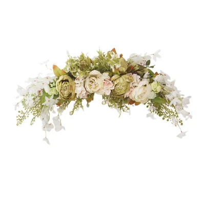 Produktbild von Künstlicher Blumengirlande, 75 cm (29,5 Zoll), Frühlingsdeko für Hochzeiten, Tischdekoration, Türsturz, Party, Weiß, Grün