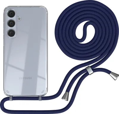 Produktbild von EAZY CASE Handykette kompatibel mit Samsung Galaxy S24 Plus, Handyhülle mit Umhängeband, Handykordel, Schutzhülle Clear, Band in Blau