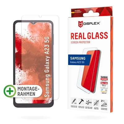 Produktbild von Displex Panzerglas (10H) für Samsung Galaxy A23 5G, Eco-Montagerahmen, Tempered Glas, kratzer-resistente Schutzfolie, hüllenfreundlich, Samsung, Galaxy A23 5G, Trockene Anwendung, Schlagfest, Kratzresistent, Staubresistent, Transparent, 1 Stück(e)