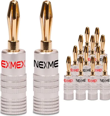 Produktbild von NEXMEX Bananenstecker 4mm schraubbar 24K vergoldet Lautsprecherkabel 14x Stecker