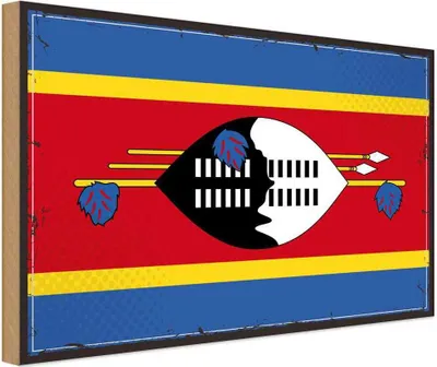 Produktbild von vianmo Holzschild 30x40 cm Swasilands Retro Eswatini Flagge Fahne Wappen