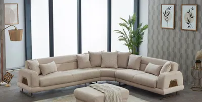 Zdjęcie produktu dla Sofa narożna w kształcie litery L sofa tapicerowana sofa tkanina sofa beżowa kanapa nowoczesny narożnik