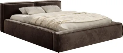 Produktbild von Selsey Tilves Slim – Polsterbett 200x200 mit Bettkasten und Lattenrost, Velours, braun