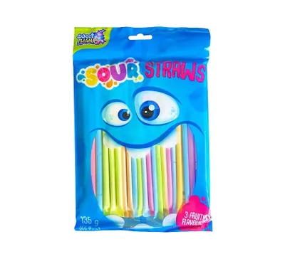 Produktbild von Saure Schleckpulverstangen 45 Stück – Sour Straws mit saurem Pulver – Fruchtige Schleckstangen für Partys, Kindergeburtstage oder als Mitgebsel