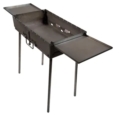 Produktbild von GOROCH Klappbarer Mangal Grill Stahl 3 mm für 9 Spieße mit 2 Seitentischen - stabil und ideal für Garten & BBQ