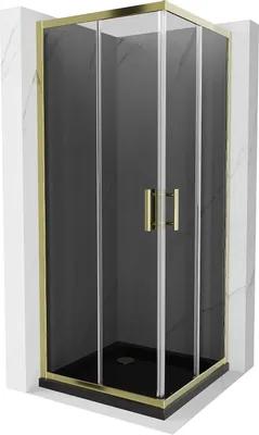 Immagine prodotto di Mexen Rio cabina doccia quadrata 80 x 80 cm, grafite, oro + piatto Flat, nero - 860-080-080-50-40-4070G