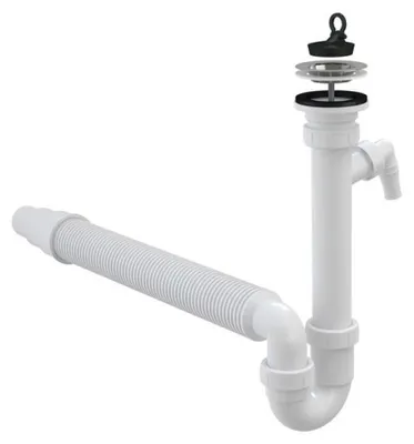 Obrázok produktu pre Drezový sifón DN50/40, nerezová mriežka DN70, flexi hadica a prípojka