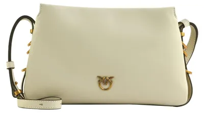 Image de PINKO sac à épaule bandoulière Triplet Mini Vitello Morbido White - Antique Gold écru