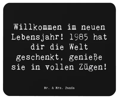 Produktbild von Mr. & Mrs. Panda Mouse Pad Spruch 1985 Geburtstag - Schwarz - Geschenk, Geschenke, Happy Birthday, Geburtstagsjahr, laptop mousepad, Erinnerung an, mauspad, Alter