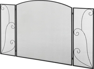 Zdjęcie produktu dla Kratka kominkowa HOMCOM, Kratka kominkowa z 3 panelami, Kratka kominkowa składana, Kratka kominkowa do salonu, metalowa, czarna 132,5 x 76,5 cm