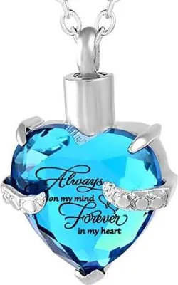 Produktbild von Luxe Ashanger mit Kette für Asche, Haare oder Parfum - Gedenkschmuck in Himmelblau - inkl. Asfüllhilfe und Aufbewahrungstasche