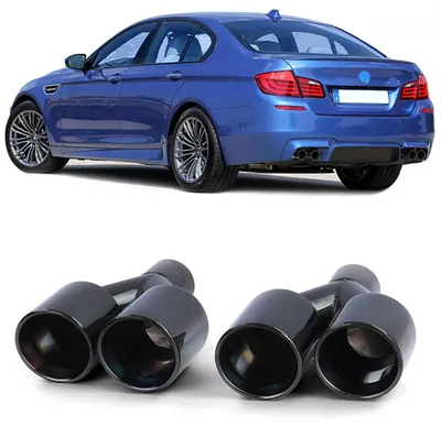 Für BMW 5er F10 F11 6er F12 F13 Sport Auspuff Endrohre Edelstahl Schwarz 4-Rohr in der Farbe Schwarz von Carparts-Online GmbH