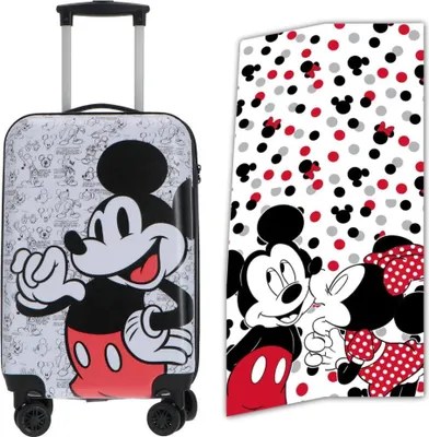 Produktbild von Disney Mickey Maus 2 tlg Set Mädchen Trolley Kinderkoffer Strandtuch 70x140 cm