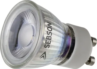 A close-up studio shot of a single LED light bulb against a white background.