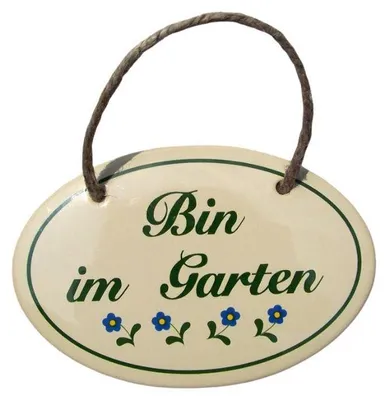 Produktbild von Emailleschild Bin Im Garten 355019