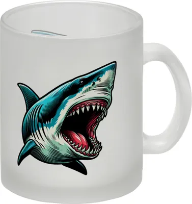 Produktbild von Weißer Hai Comic Glas Tasse