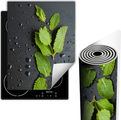 Produktbild von Herdabdeckplatten Glaskeramikkochfeld-Abdeckung 40x52 cm Anti Rutsch Matte Aufrollbar, Schwarz Minze