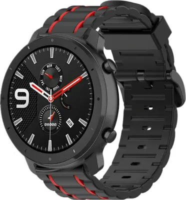 Produktbild von Strap-it Xiaomi Amazfit GTR Sport Schnallenarmband (Schwarz/Rot)
