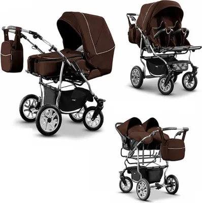 Produktbild von Zwillingskinderwagen 4 in 1 City Twin inkl. Autositze - 15 Teile -  in 19 Farben