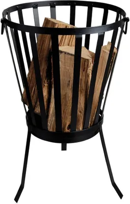 Produktbild von HEAT Outdoor Living Feuerkorb Rund Schwarz Stahl - Feuerkorb - Feuer BBQ - Outdoor Feuerschale - Terrassenofen - Gartenofen - 35x35x56.8 cm