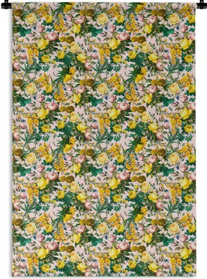 Produktbild von MuchoWow® Wandteppich Wandbehang Blumen - Rosen - Gelb 60x90 cm Tapisserie Dekoration Wandtuch - Foto-Teppich - Abwaschbar