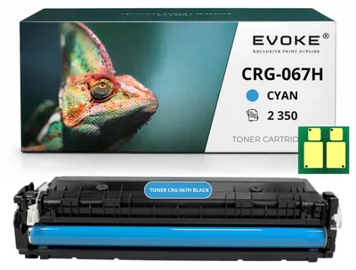 Obrázok produktu pre Kompatibilná tonerkartuša Evoke pre tlačiarne Canon, modely CRG-067H, CRG067HC / W2211X, farba: azúrová, výtlačnosť: 2350 strán, kompatibilná s modelmi i-SENSYS LBP631, LBP633, MF655