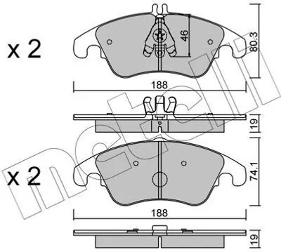 Produktbild von METELLI Bremsbeläge Satz Vorne Bremsklötze passend für MERCEDES-BENZ C-Klasse Limousine (W204) 22-0775-2