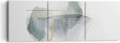 Produktbild von Bild auf Leinwand - Leinwandbild - 3 Teile - Aquarell Flecken Gold - 90x30cm - Wand Bild - Wanddeko - Wandbilder - Leinwanddruck - Bilder - Wanddekoration - Leinwand bilder - Wandbild - CA90x30-4830