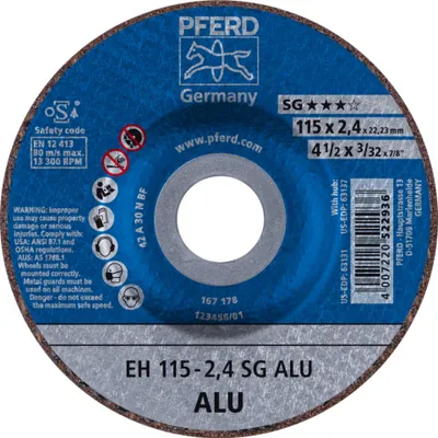 Produktbild von PFERD 61340312, Schneidedisk, Aluminium, Nicht-eisenhaltiges Metall, 11,5 cm, Jede Marke, Flache Mitte, 2,22 cm