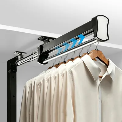 Ausziehbare Kleiderstange 30 cm, schwarz, bis 45 kg, mit Dämpfung