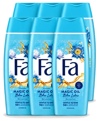 Image de 6 flacons de gel douche "Fa Magische Olie" - Fleur de lotus bleue - 250 ml - Pack économique - 6 pièces