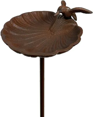Produktbild von Vogeltränke Gartenstecker Rost Vogelbad Futterschale Gusseisen Antik-Stil