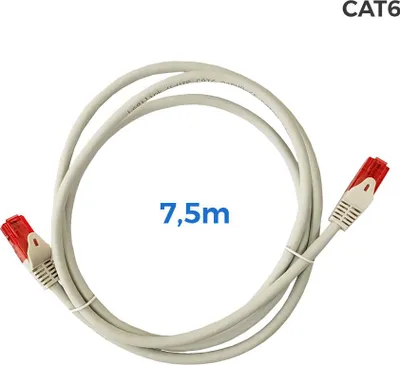 Image de Câble Rj45 Cat6 Gris 7,5m Haute Performance Réseau, Sans Halogène - Logilink