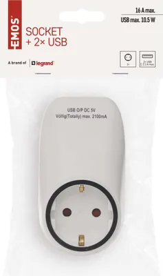 Steckdose + 2x USB SCHUKO