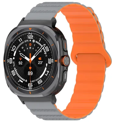 Obrázek produktu pro Pro Samsung Galaxy Watch Ultra 47mm Dot Pattern Silicone Magnetic Strap Grey / Orange