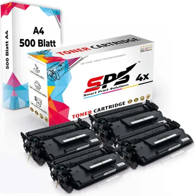 Produktbild von Druckerpapier A4 + 4x Multipack Set Kompatibel für HP LaserJet Pro M 402 n (CF226X/26X) Toner Schwarz