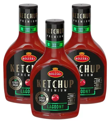 Produktbild von Roleski Ketchup Premium mild 3x 465g - ohne Konservierungsstoffe vegan