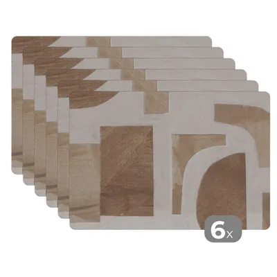 Obrázok produktu pre MuchoWow® Podložky Sada 6 umývateľných podložiek 45x30 cm Tvary - Abstraktné - Puzzle - Drevo - Podložka na stôl Podložka proti skĺznutiu a teplu - Podložka na stôl - Podložka na stôl - Odolná voči teplote