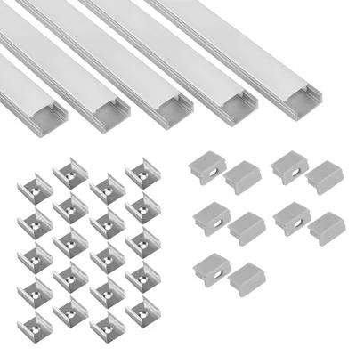 Produktbild von 5x A15 LED Profil 2m - Silber inkl. Abdeckung milky, Halter & Endkappen
